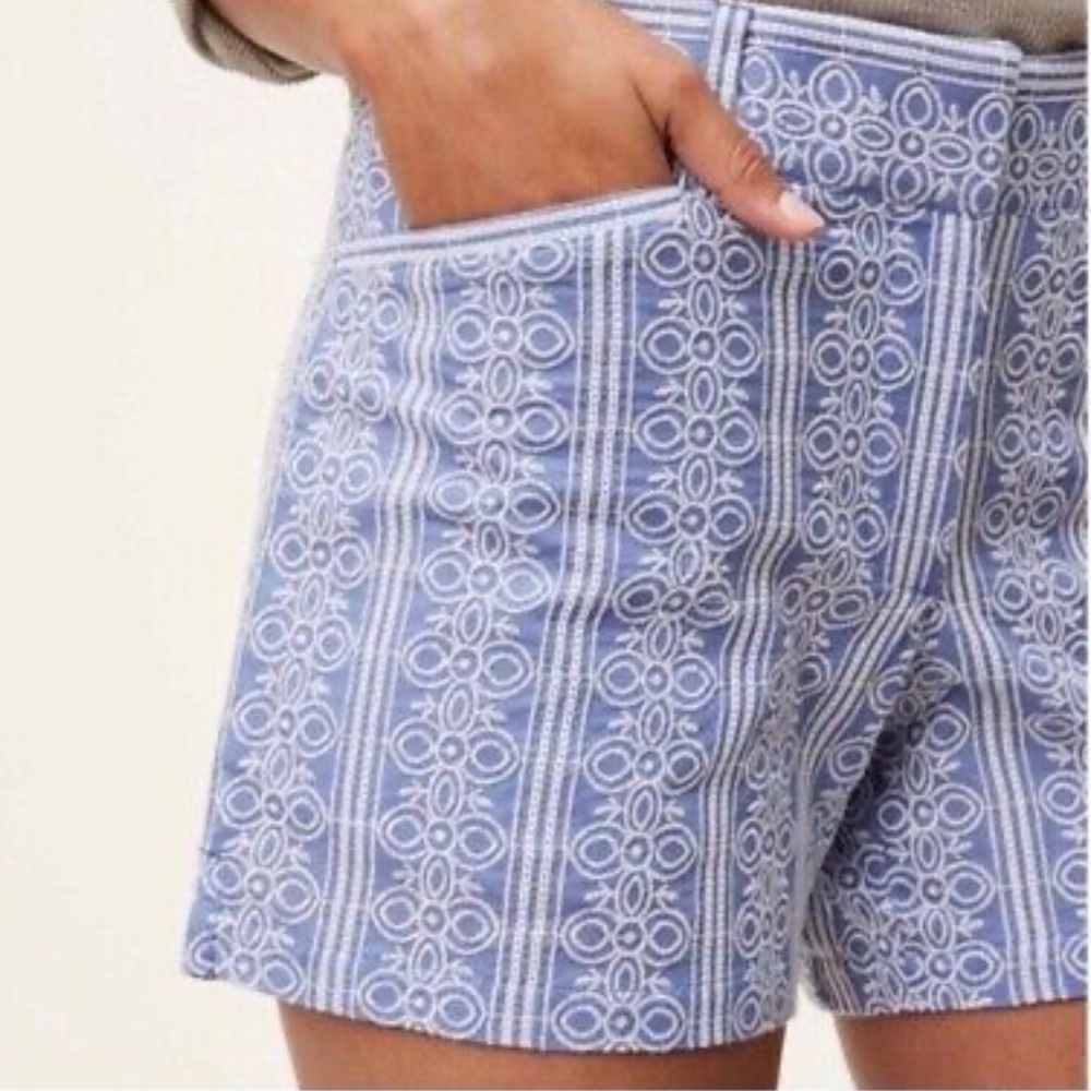 5/$20 Loft The Riviera Blue & White Embroidered Shorts 14 NWT